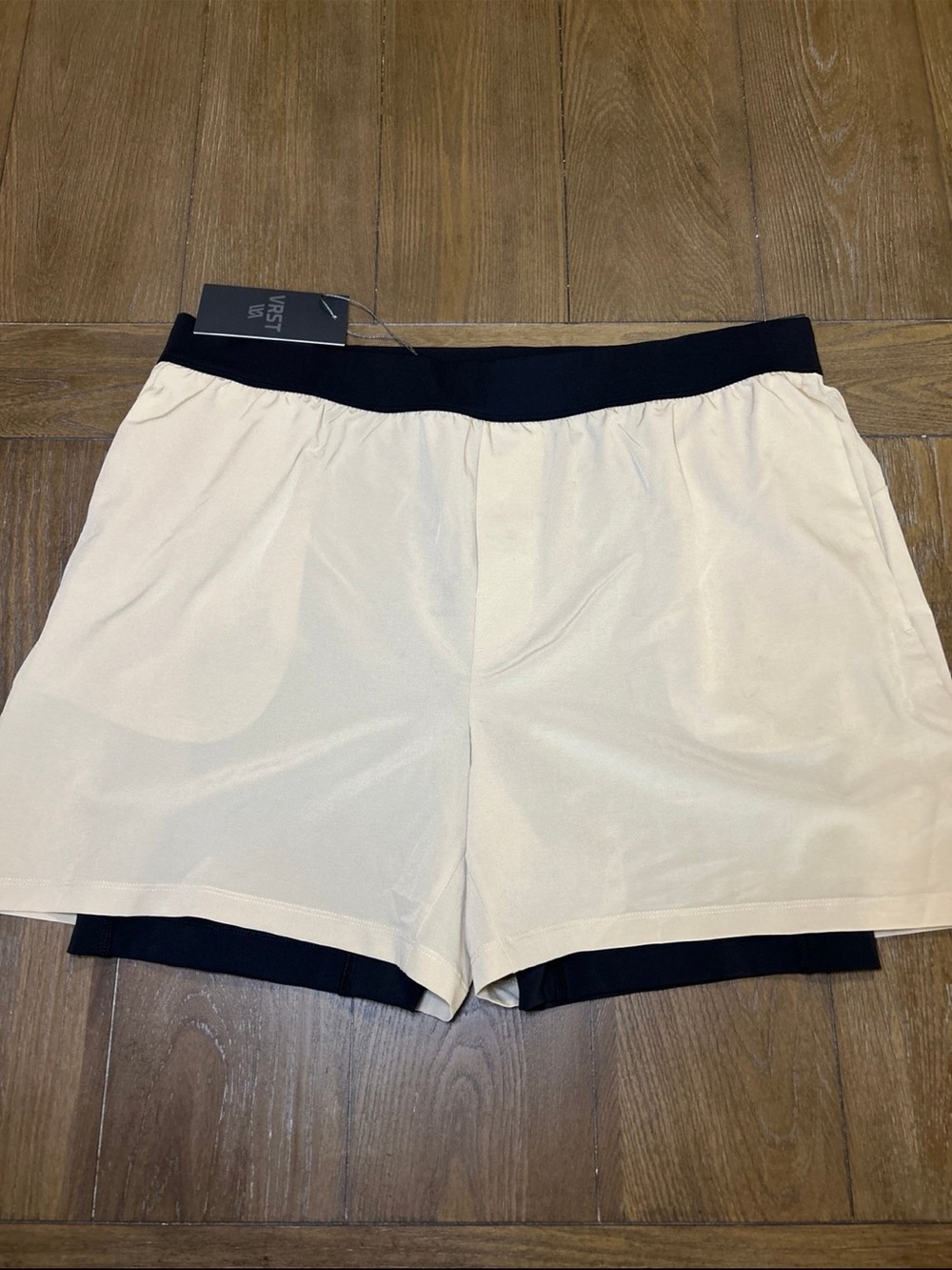 Men’s Two-Tone Cream and Black Athletic Shorts